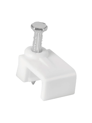 [OEM1650013] TCE LMG-NCC-5mm-WQ50 - Grapa cuadrada de pared / medida interna 5 mm / Altua 6 mm / Color blanco / Bolsa de 50 piezas