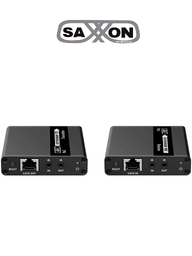 [SXN0570018] SAXXON LKV223P - Kit extensor de video HDMI/ Resolucion 4K/ 60 Hz/ Hasta 70 metros con Cat6/ 6A/ 7 Cero latencia/ Loop HDMI/ Soporta HDR/ Infra rojo de 2 Vias/ Salida de audio/ Se energiza solo el transmisor