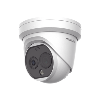 [233984] Turret IP Dual / Térmica 6.9 mm (256 x 192) / Óptico 6.4 mm (4 Megapixel) / Termométrica / Detección de Temperatura / PoE /Exterior IP66 / Sirena y Luz Intermitente Integrada / MicroSD