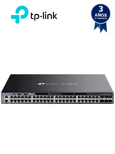[TPL3720041] TP-LINK SG6654XHP - Switch Omada L3 Stackable de 48 puertos POE+ Gigabit y 6 puertos SFP+ 10G , 1440W , Stacking físico , Funciones L3 Enterprise. RIP, OSPF, ECMP, VRRP, PIM-DM, DHCP Server/Relay , Alta disponibilidad , VRRP y ERPS , Interfaz WEB , CLI.