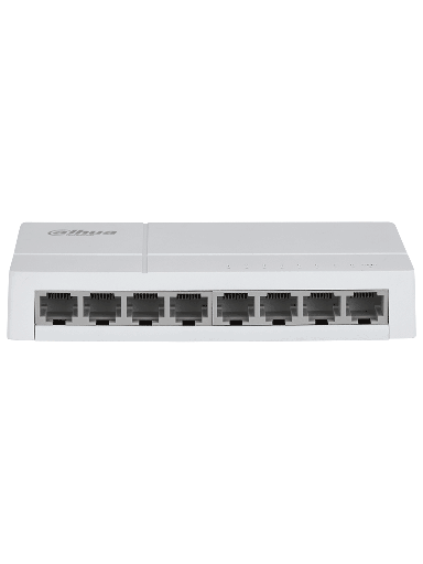 [DHT3700021] DAHUA DH-SF1008L - Switch de Escritorio con 8 puertos Fast Ethernet (10/100 Mbps), diseño compacto de capa 2, con capacidad de switching de 1.6 Gbps y velocidad de reenvío de paquetes de 1.19 Mpps. Ideal para redes eficientes y compactas.