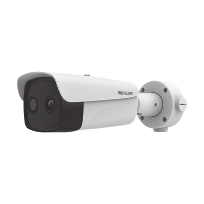 [217244] Bala IP Dual / Térmica 35 mm (384 X 288 ) / Óptico 15 mm (4 Megapixel) / 100 mts IR / IP66 / PoE / Termométrica / Detección de Temperatura / MicroSD