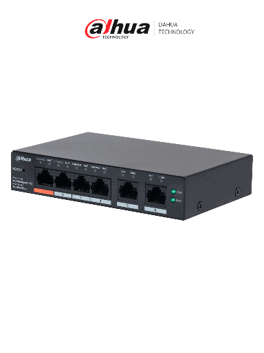 [DHT3720062] DAHUA DH-CS4006-4ET2ET-60 - Switch PoE de 6 Puertos Administrable con 4 PoE (10/100 Mbps) y 2 uplink (10/100/1000 Mbps). Total de 65 W PoE, administración en la nube con DoLynk Care, carcasa metálica robusta, ideal para redes IP.#LoNuevo