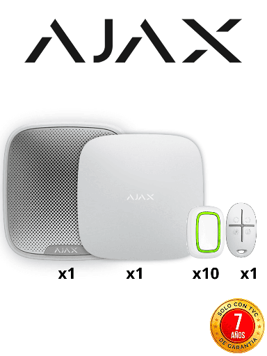 [AJX2480023] AJAX KIT ALARMA VECINAL W - Panel  Hub4G conexión Ethernet y una ranura 4G LTE / APP “AJAX PRO” iOS y Android , 10 Botones Inalámbricos  ,1 control remoto y una sirena EXTERIOR inalámbrica
