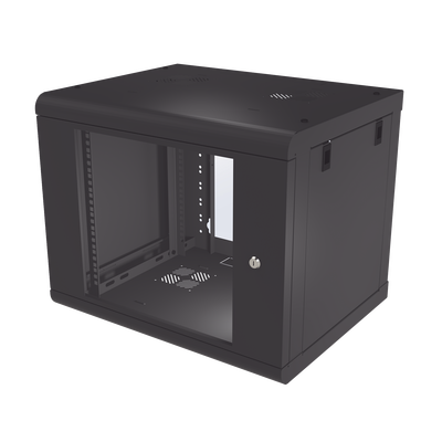 [235185] Gabinete de Pared de 9U con Puerta de Cristal Templado, 479.5 mm de Profundidad, Rack de 19'', Acero Reforzado Color Negro.