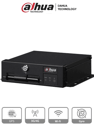 [DHT4350014] DAHUA MXVR1004-GFWI - DVR Móvil WiFi 1080p con IA/ 4 Canales Analogos + 1 IP/ 1080p / Comunicación 3G/4G/Wi-Fi/ Soporta: DSM/ADAS/BSD/Reconocimiento Facial/ Soporta 2 Tarjetas SD/ E&S Alarmas/ Sensor G/ #LoNuevo