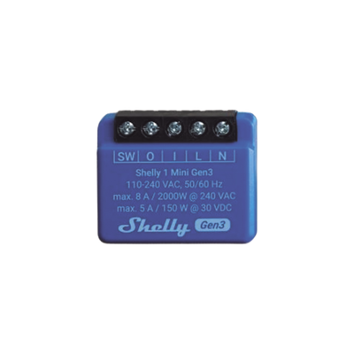 [236369] Mini Interruptor inteligente con Wi-Fi, contacto seco, 1 canal 8A, compatible con asistentes de voz Alexa y GoogleHome