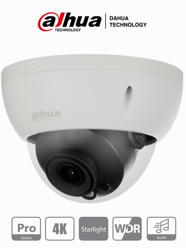 [DAH547003] DAHUA HDBW2802R-36 - Cámara Domo Antivandálica 4K/ 8 Megapíxeles/ SeriePro/ Lente 3.6 mm/ Starlight/ 1 Entrada de Audio/ WDR Real 120dB/ Ir de 30 Mts/ Metalica/ IP67/ IK10/ #CamarasDahua #Starlight