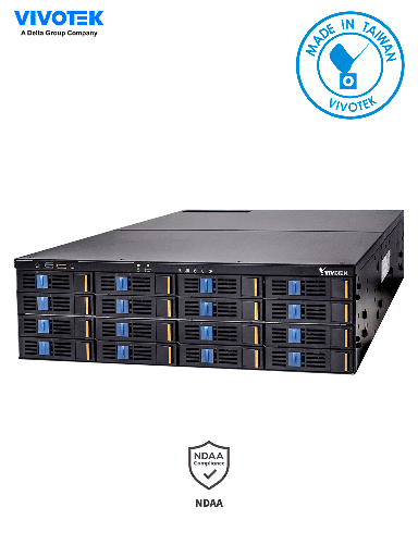 [VIV1800001] VIVOTEK NR9682-v2 - NVR de 64 canales con 16 bahías, 3U rackable, cuenta con fuente redundante y es compatible con ONVIF, H.265 y VAST embebido