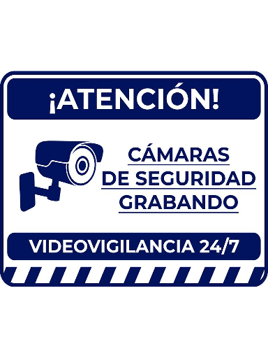 [MRV3010268] SAXXON - Letrero de video vigilancia 24/7 , Medida 17 x 21.8 cm , Estireno Calibre 30