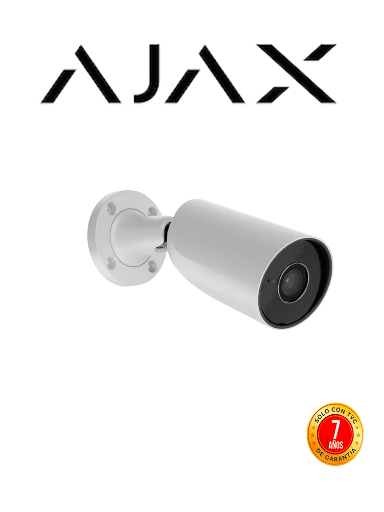 [AJX0030002] Ajax BulletCam (8 Mp/2.8 mm) - Camara IP Bullet 8 Megapixeles con IA y Micrófono/ H.265/ 20 Fps/ Lente de 2.8mm/ Angulo de 100°-110°/ IR DE 35 Mts/ IP65/ PoE/ WDR/HDR. Color Blanco
