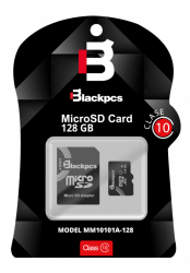 [MMBPC128] Blackpcs-Memoria Flash MM10101A-128, 128GB MicroSD Clase 10, con Adaptador