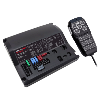 [238717] Sirena Vehicular de 200W de Potencia, Programable, Con Controlador Unimando de 15 Botones Para Control de Tonos, 12 Salidas Auxiliares y Micrófono