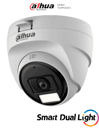 [DHT0300079] DAHUA HAC-T1A21N-U-IL-A - Cámara Domo de 2 Megapíxeles/ Lente de 2.8 mm Apertura Hasta 100°/ Iluminación Dual Inteligente Hasta 25Mts con IR & 20Mts Luz Calida/ Micrófono Integrado/ Policarbonato/ #LoNuevo