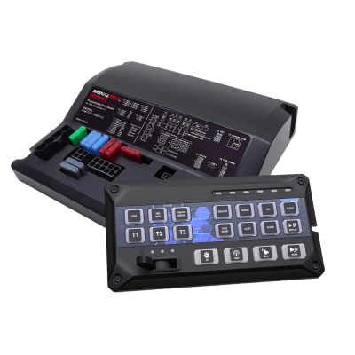 [239095] Sirena Vehicular de 200W de Potencia, Programable, Con Controlador de Panel Deslizante de 19 botones, indicador de flecha de tráfico de 6 LED, 12 Salidas Auxiliares