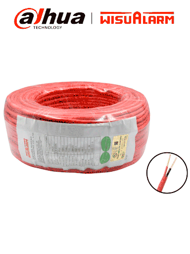 [DHT2800006] DAHUA 2X18AWG-U- Bobina de 305 metros de cable sin blindaje para alarma de Incendio, Listado por UL, Revestimiento de PVC UL105 °C de alta resistencia al fuego, Fabricado con aislamiento de cloruro de polivinilo UL105 °C altamente ignífugo
