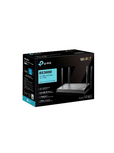[TPL6700005] Archer BE220 BE3600 Dual-Band Router WiFi 7 de Doble Banda a 3.6 Gbps, Puertos 1× puerto WAN de 1 Gbps + 4× puertos LAN de 1 Gbps, 4× antenas externas junto con Beamforming,  Compatible con EasyMesh