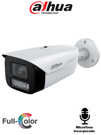 [DHT0290125] DAHUA d - Cámara Bullet Full Color 5 MP/ Lente de 3.6 mm y Micrófono Integrado/ Visión Nocturna Hasta 50 mts/ WDR Real de 120 dB y Color 24 Horas/ IP67/ Tecnología Starlight