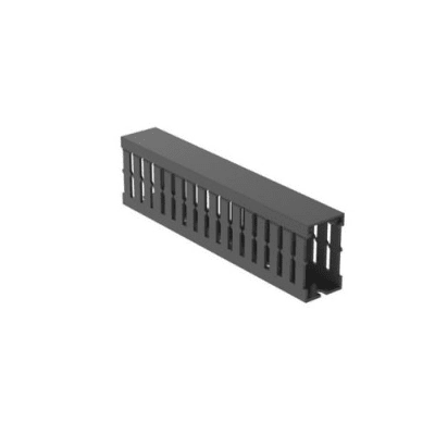 [221059] Canaleta Ranurada de PVC sin Tapa, Tipo F, 32 mm de Ancho, 53.8 mm de Alto y 2 m de Largo, Color Gris