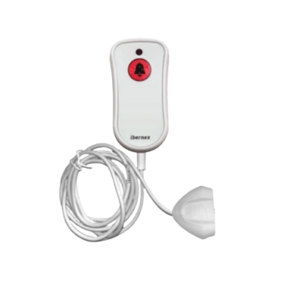 [240611] Pulsador de Cama Blanco Antibacteriano / Botón Rojo de Alarma 20mm / Conector Magnético / Protección IP67 / Cable 2m Resistente al Fuego / Libre de Halógenos / Braille 'SOS' 