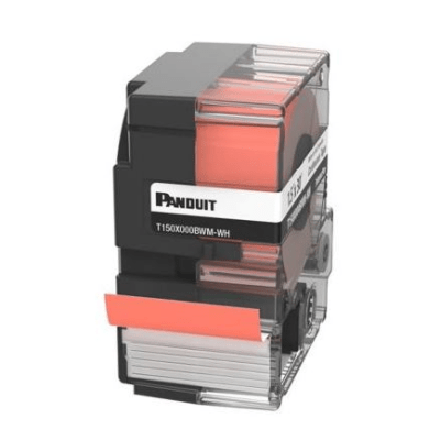 [240169] Casete de Etiquetas de Vinilo de Cinta Continua, Color Negro Sobre Rojo, Uso Interior/Exterior, 35.8 mm de Ancho x 9 Metros de Largo