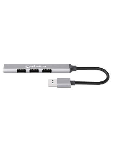 [MAN3280062] MANHATTAN -168427 - Hub USB combinado con 4 puertos Tipo A / Conector USB-A macho a cuatro puertos USB-A hembra, un puerto USB 3.2 Gen 1 (antes USB 3.0) de 5 Gbps y tres puertos USB 2.0 de 480 Mbps, alimentación por bus, aluminio, gris espacial