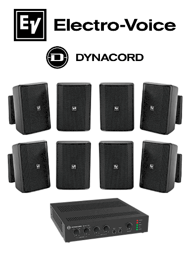 [RBM1390040] ElectroVoice M_KITU2404EVIDS - Kit de Audio / Amplificador Mixer240W / 8 Altavoces EVID-S 15W Negras