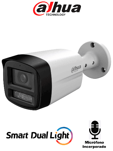 [DHT0290124] DAHUA DH-HAC-HFW1801TLMN-IL-A-S3- Cámara Bullet 4k/ Iluminador Dual Inteligente / Lente de 2.8 mm/ 106 Grados de Apertura/ Microfono Integrado/