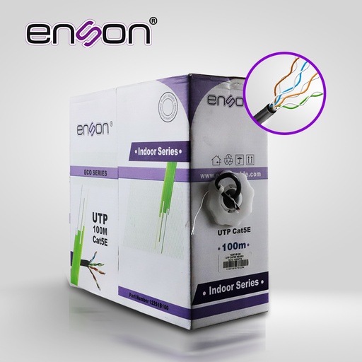 [CB02BENS01] CABLE UTP CAT5E ENSON 12251B100 SERIE ECO CAL. 24AWG CCA BOBINA DE 100MTS  PVC NEGRO USO INTERIOR