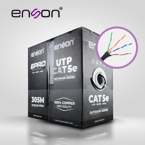 [CB02BENS32] CABLE UTP CAT5E ENSON EPRO-CAT5E-OU FORRO PE 4 PARES CALIBRE 24 AWG 100% COBRE USO EXTERIOR BOBINA 1000 PIES 305 METROS
