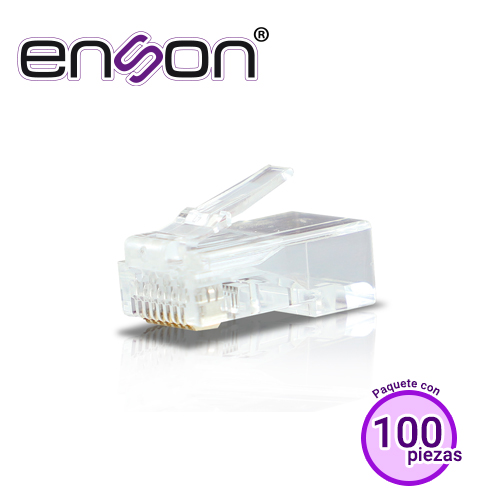 [CBAC2ENS17] CONECTOR RJ-45 CAT6 ENSON ENS-PLCAT6 8 PINES DE COBRE PAQUETE 100PIEZAS